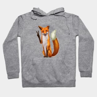 Orange fox making the peace sign Hoodie